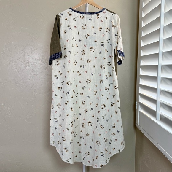 Nazila Couture Floral Patchwork Tunic Dress Size Medium 100% Cotton - Picture 5 of 9